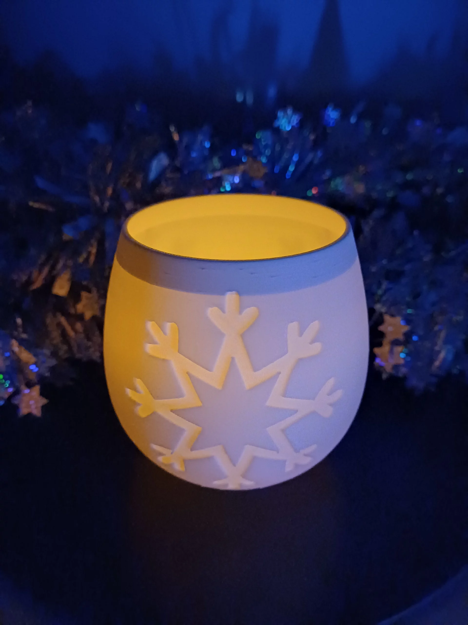 Photophore “Boule de neige” décor étoile – Élégance et lumière pour Noël
