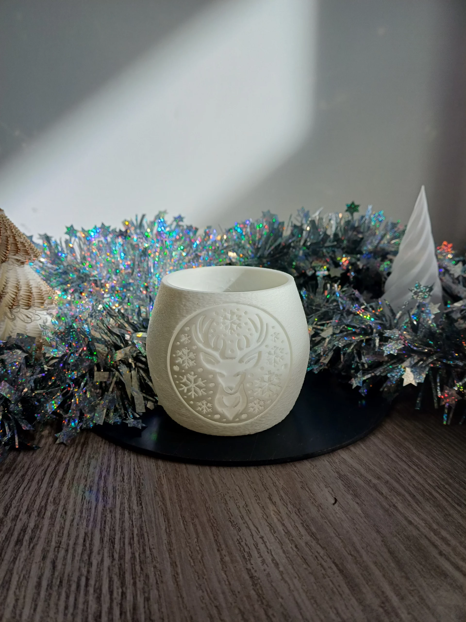 1000025379 Photophore “Boule de neige” tête de cerf – Décoration de Noël imprimée en 3D